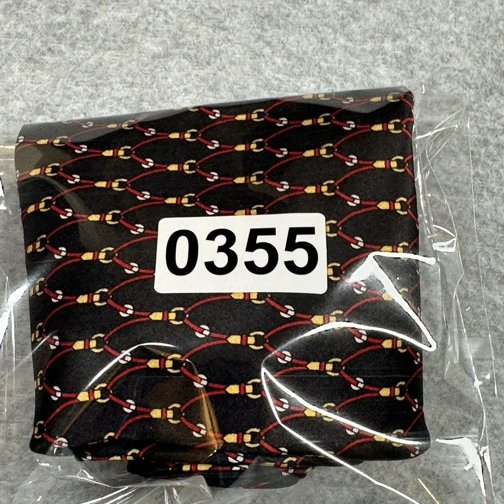 Cromley‎ & Fitch Mens Neck Tie Black Silk Red Chain Stirrup Pattern Equestrian
